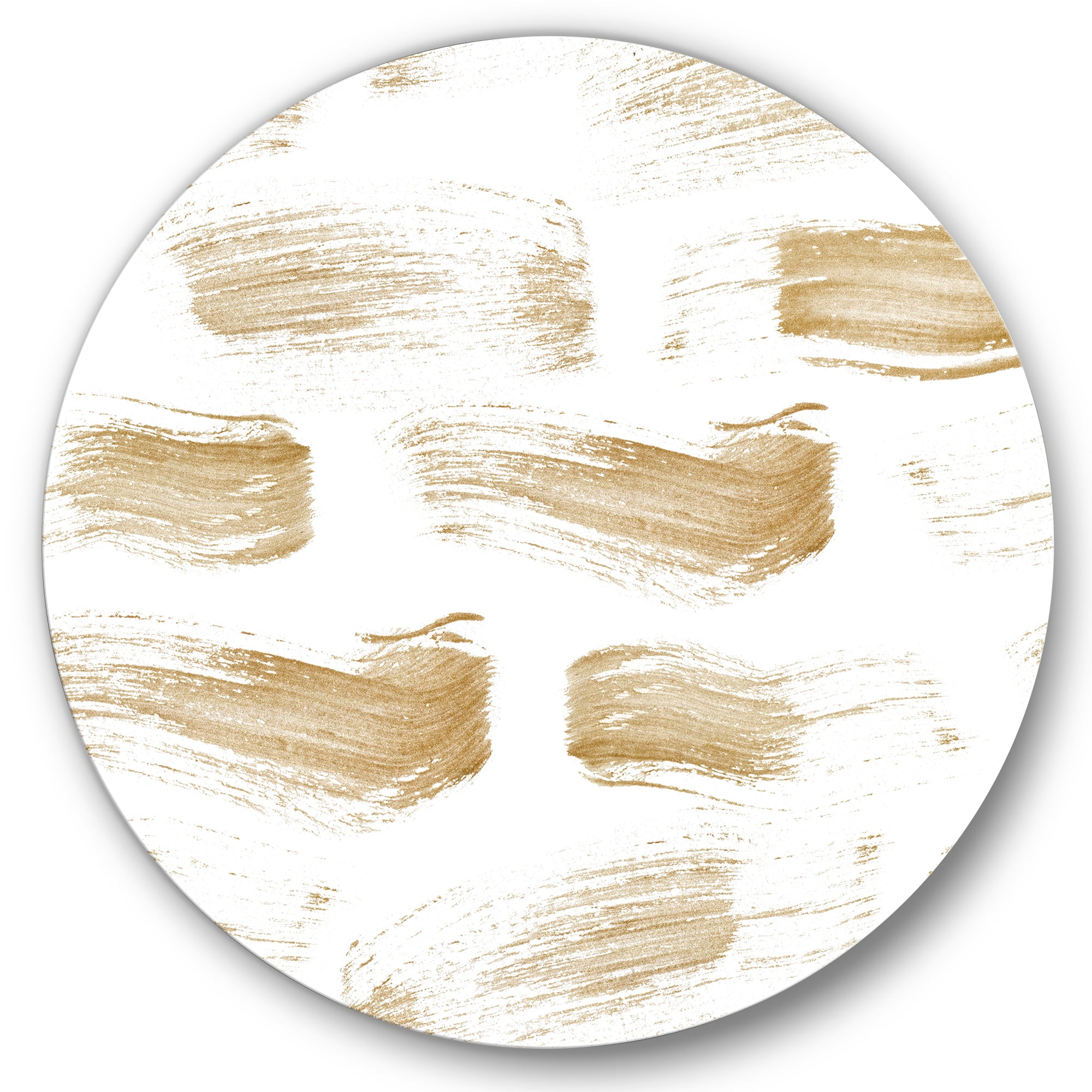 Designart 'Golden Abstract Brush Strokes' Modern Circle Metal Wall Art 29x29 - Disc of 29