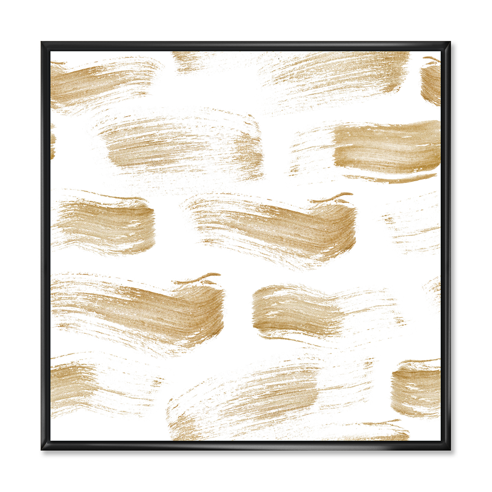 Designart 'Golden Abstract Brush Strokes' Modern Framed Canvas Wall Art Print
