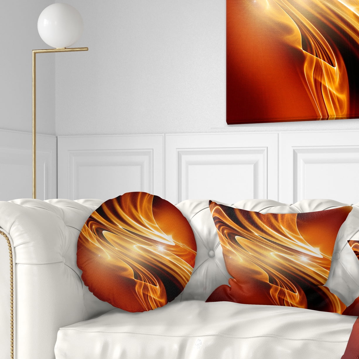 Designart Golden Abstract Fractal Design - Abstract Throw Pillow - 12x20