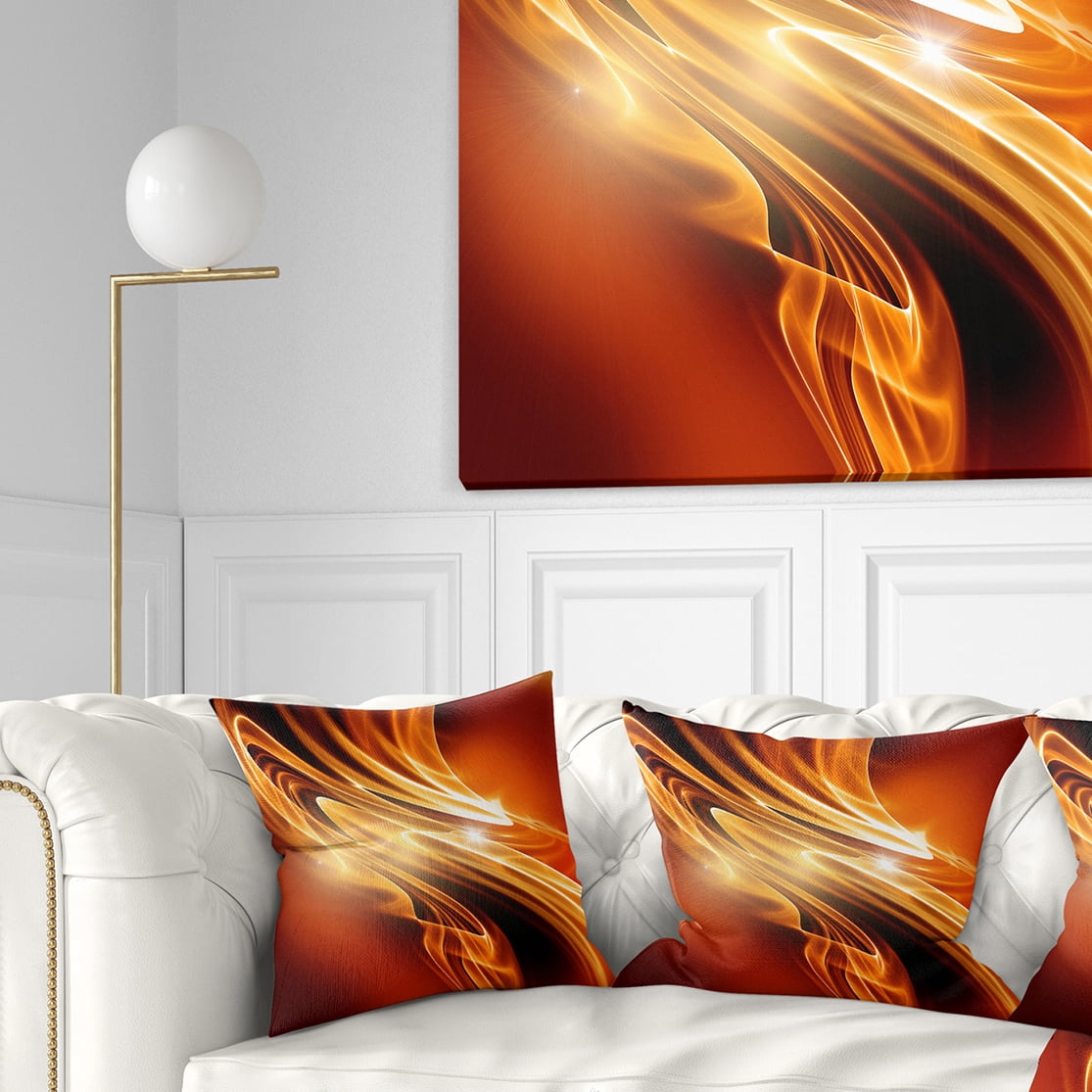 Designart Golden Abstract Fractal Design - Abstract Throw Pillow - 16x16