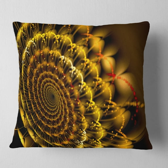 Designart Golden Abstract Spiral Flower - Abstract Throw Pillow - 18x18