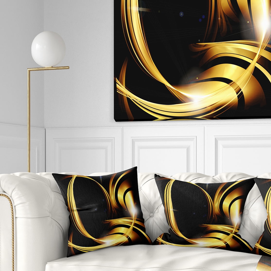 Designart Golden Abstract Warm Fractal Design - Abstract Throw Pillow - 16x16