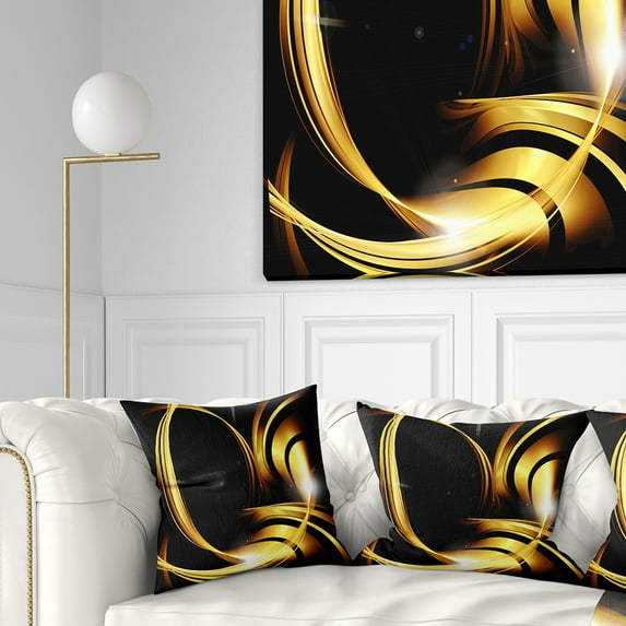 Designart Golden Abstract Warm Fractal Design - Abstract Throw Pillow - 16x16