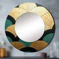 thumbnail image 1 of Designart "Golden Arches In Emerald" Abstract Shapes Rund Mirror For Wall Decor - Large Gold Round Printed Mirror -Modern Round Living Room Mirror - 29" x 29", 1 of 6
