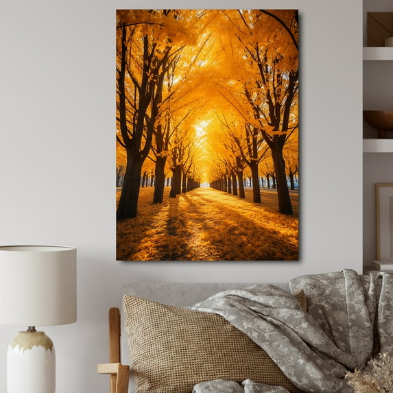 Designart "Golden Autumn Canopy Tree Splendor II" Cottage Canvas Print