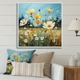 thumbnail image 1 of Designart "Golden Azure Ranunculus Sunlit Field" Floral Floater Framed Wall Art Living Room, 1 of 7
