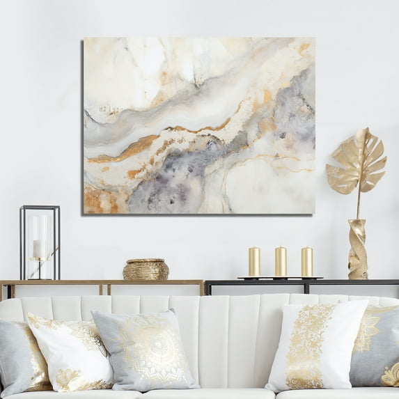 Designart "Golden Beige Geode Scene I" Stone Geode Canvas Art Print