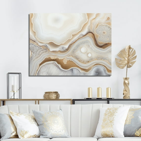 Designart "Golden Beige Geode Scene" Stone Geode Wall Decor