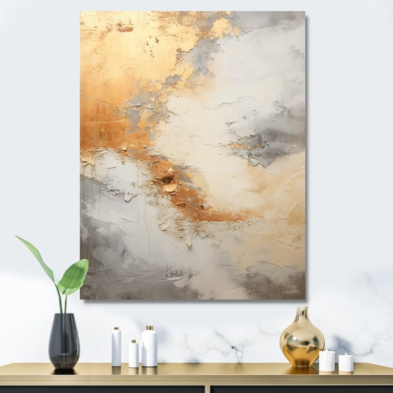 Designart "Golden Beige Storm Serenity I" Storms Canvas Art Print
