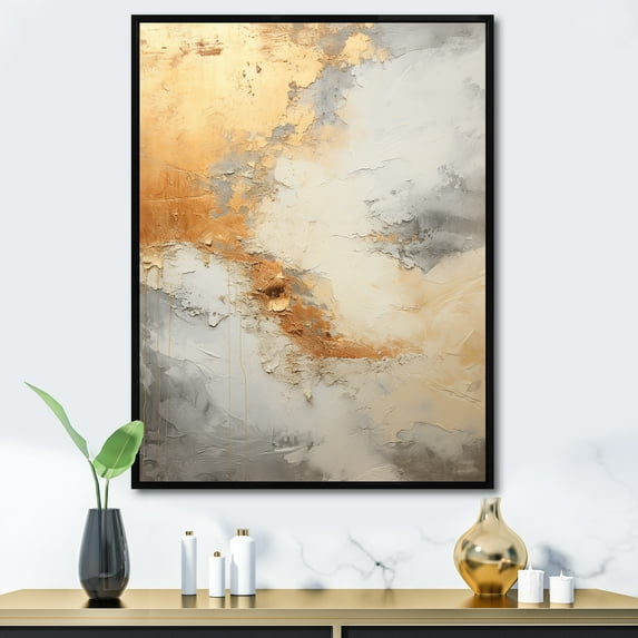 Designart "Golden Beige Storm Serenity I" Storms Floater Framed Canvas Art Print