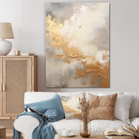 Designart "Golden Beige Storm Serenity" Storms Wall Decor