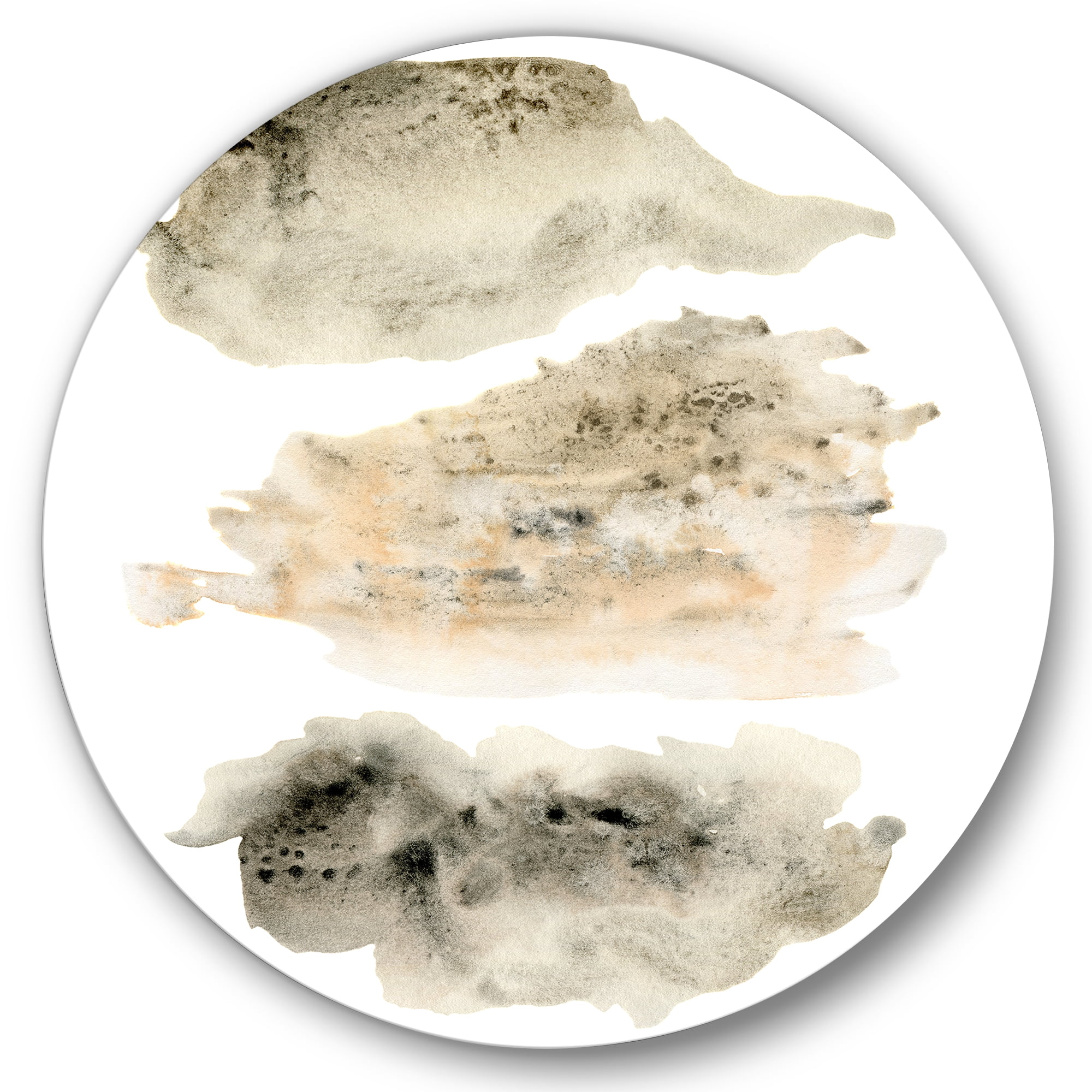 Designart 'Golden Beige and Grey Clouds I' Modern Circle Metal Wall Art 29x29 - Disc of 29
