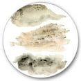 thumbnail image 1 of Designart 'Golden Beige and Grey Clouds I' Modern Circle Metal Wall Art 36x36 - Disc of 36, 1 of 5