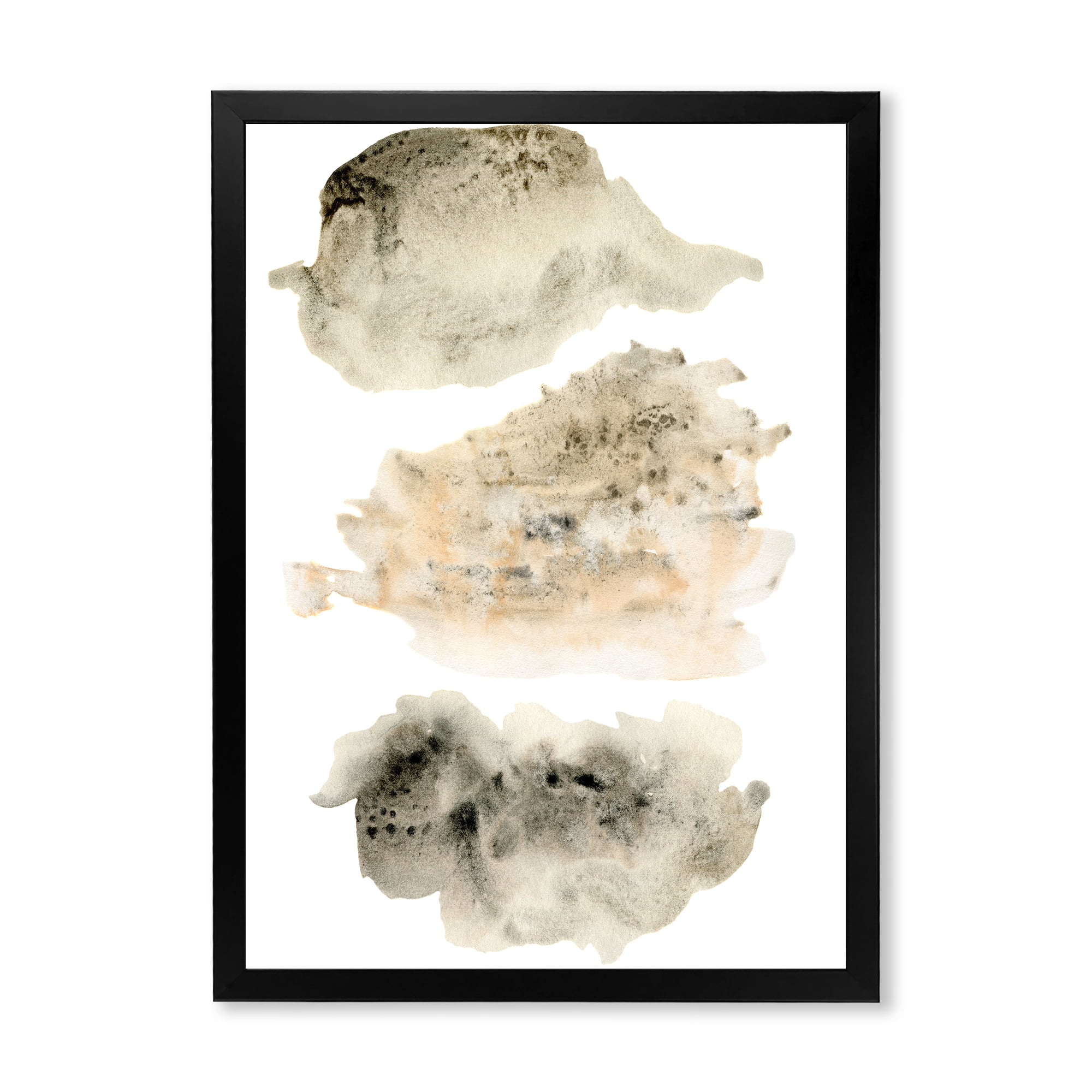 Designart 'Golden Beige and Grey Clouds I' Modern Framed Art Print