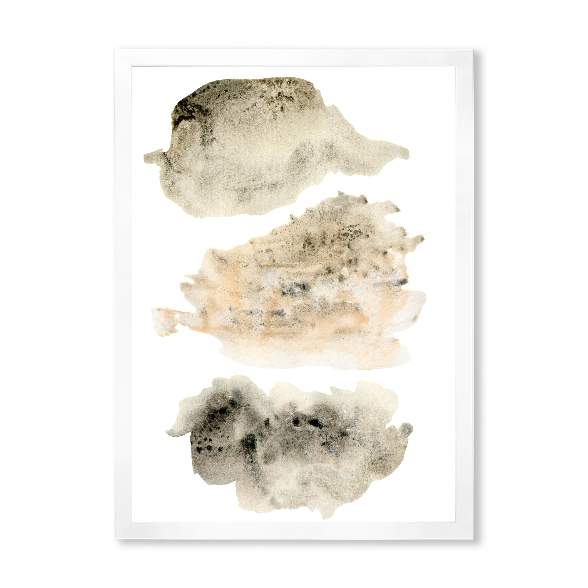 Designart 'Golden Beige and Grey Clouds I' Modern Framed Art Print