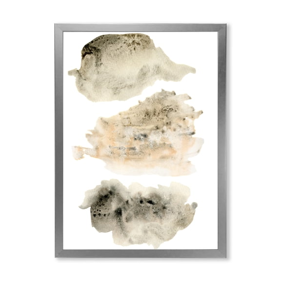 Designart 'Golden Beige and Grey Clouds I' Modern Framed Art Print