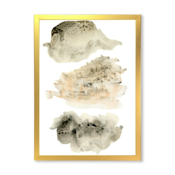 Designart 'Golden Beige and Grey Clouds I' Modern Framed Art Print