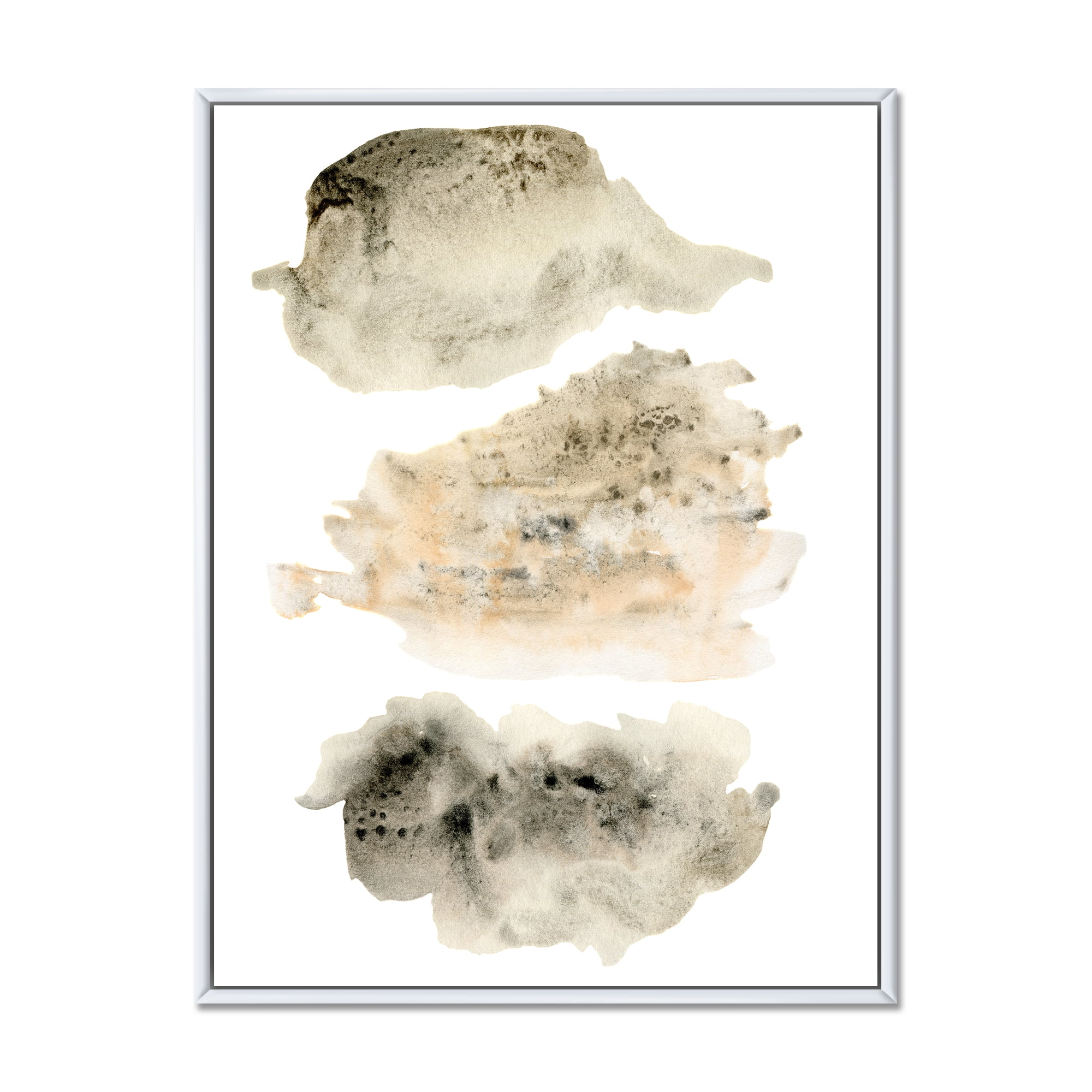 Designart 'Golden Beige and Grey Clouds I' Modern Framed Canvas Wall Art Print