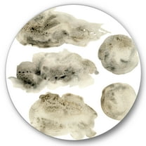 Designart 'Golden Beige and Grey Clouds II' Modern Circle Metal Wall Art 36x36 - Disc of 36