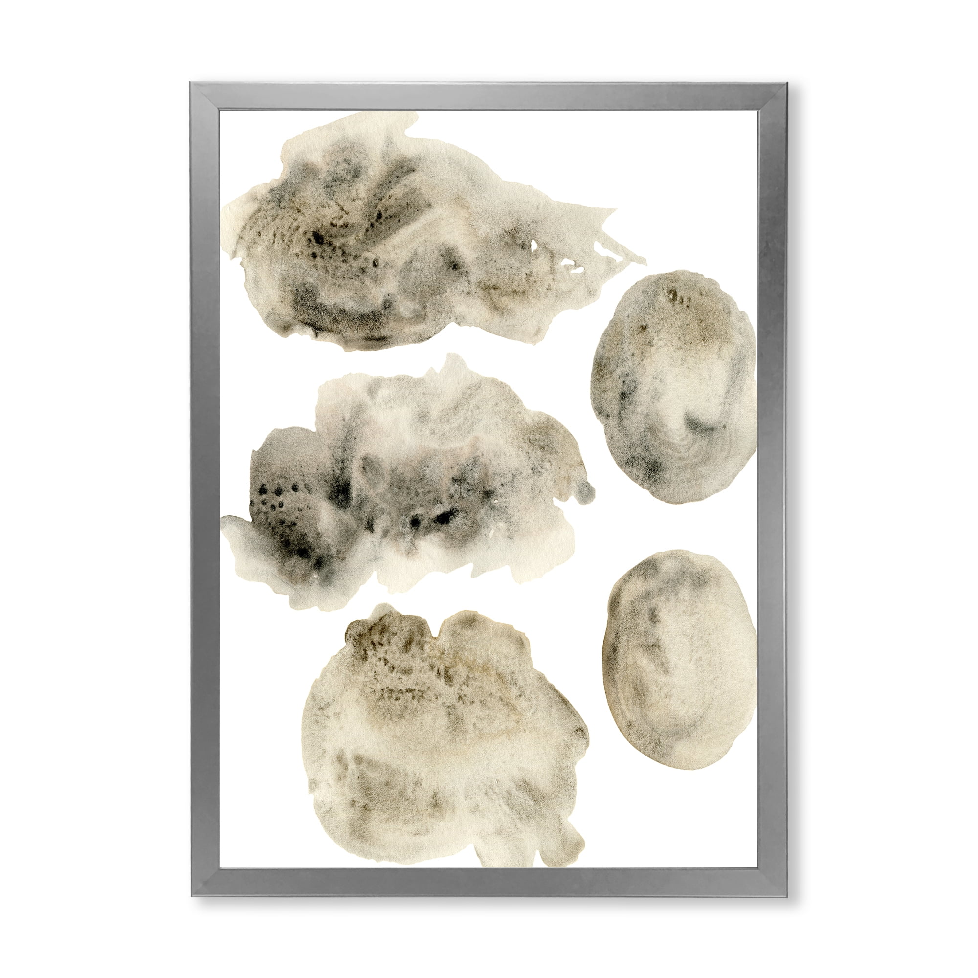 Designart 'Golden Beige and Grey Clouds II' Modern Framed Art Print