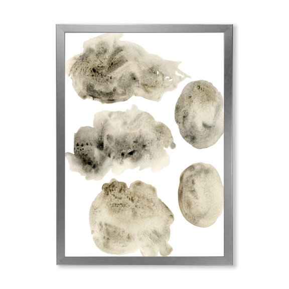 Designart 'Golden Beige and Grey Clouds II' Modern Framed Art Print