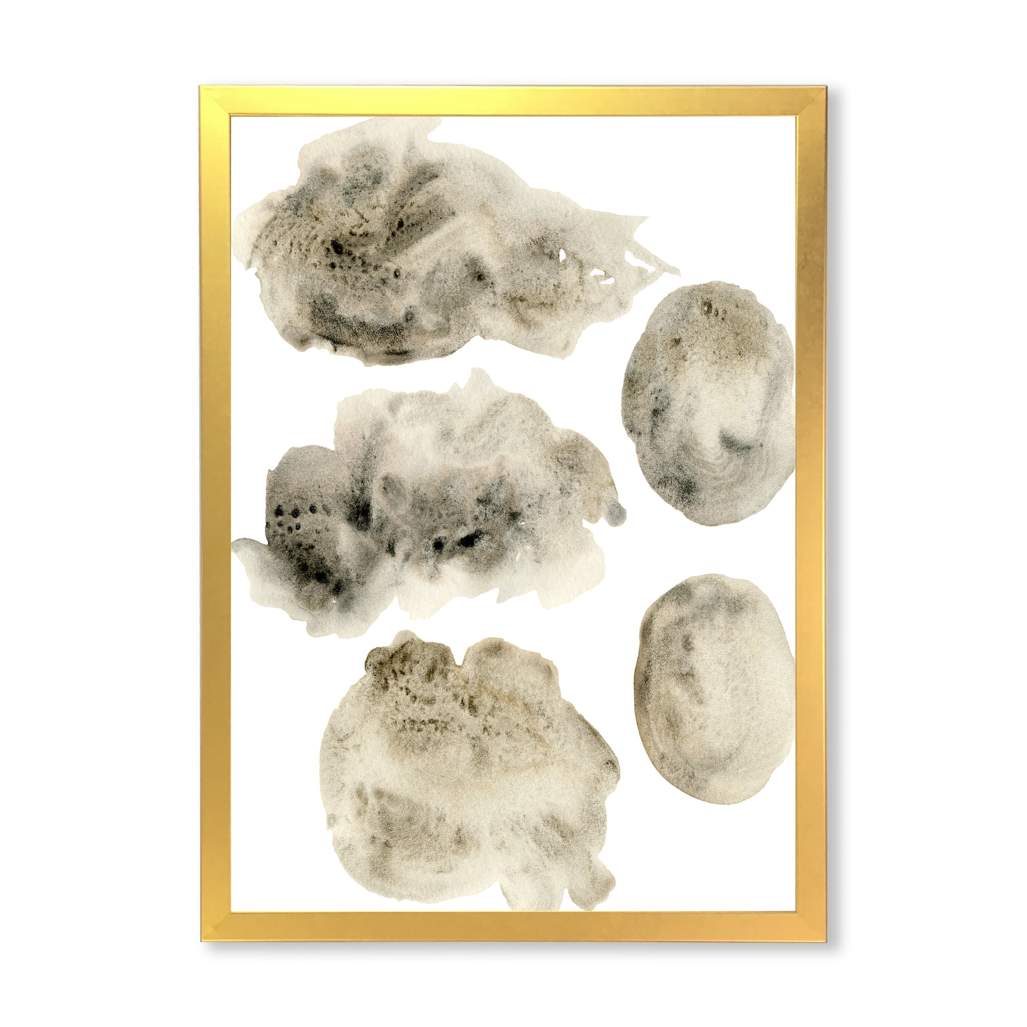Designart 'Golden Beige and Grey Clouds II' Modern Framed Art Print