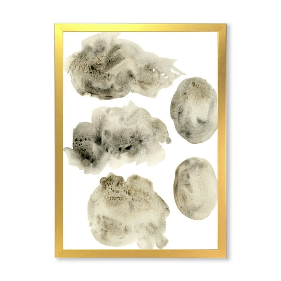 Designart 'Golden Beige and Grey Clouds II' Modern Framed Art Print