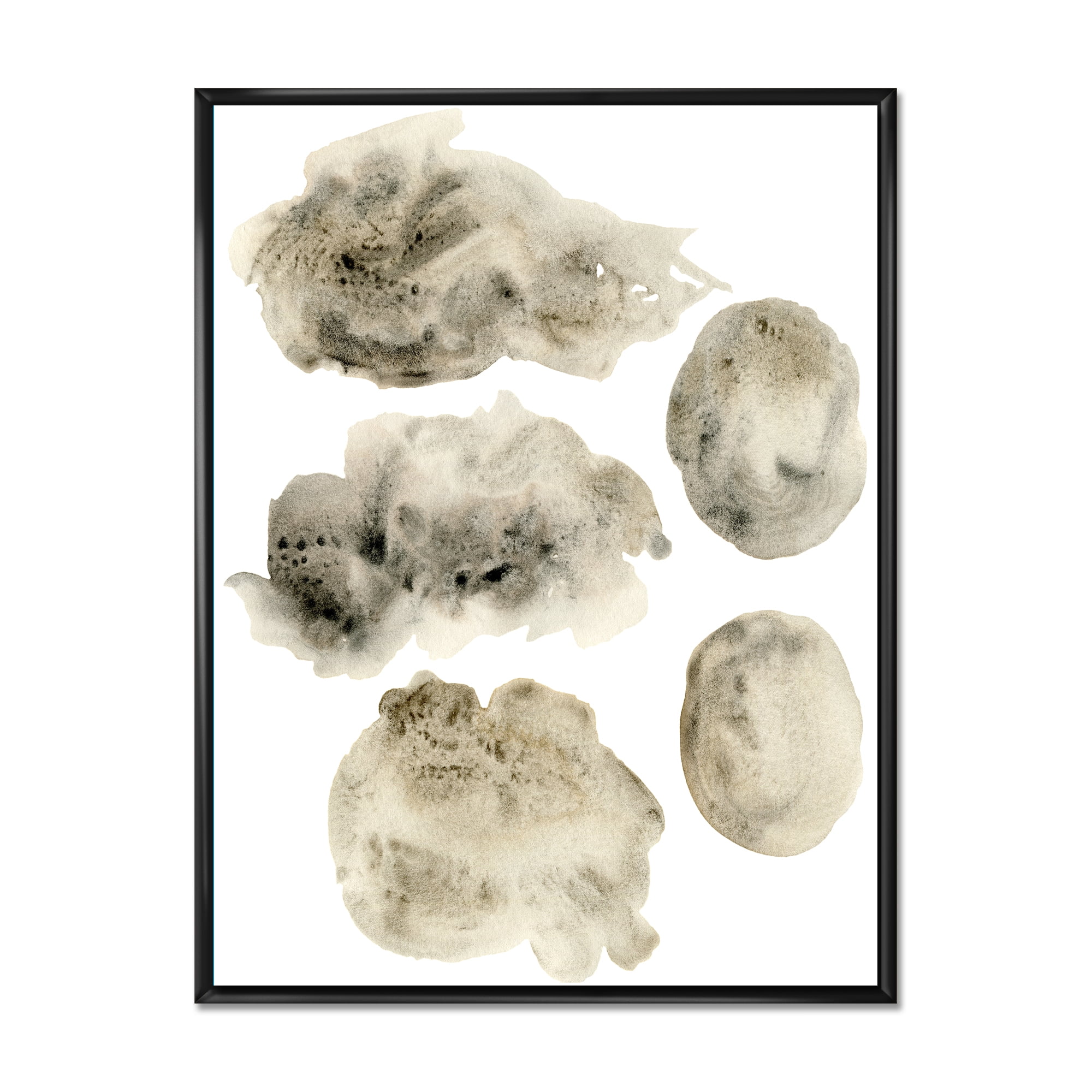 Designart 'Golden Beige and Grey Clouds II' Modern Framed Canvas Wall Art Print