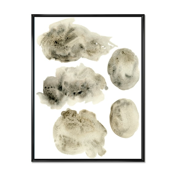 Designart 'Golden Beige and Grey Clouds II' Modern Framed Canvas Wall Art Print