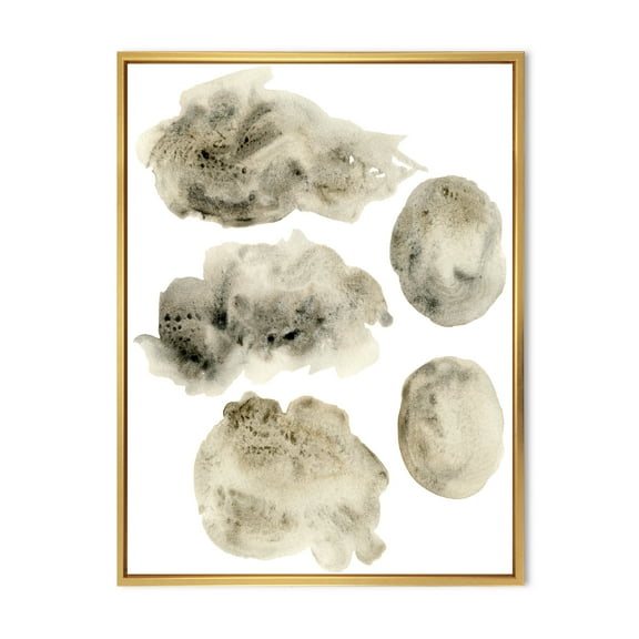 Designart 'Golden Beige and Grey Clouds II' Modern Framed Canvas Wall Art Print