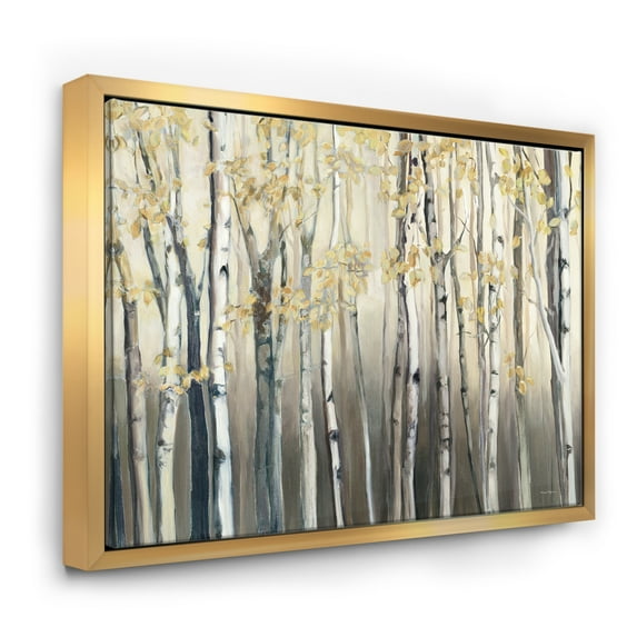 Designart ' Golden Birch Forest I ' Landscapes Framed Canvas