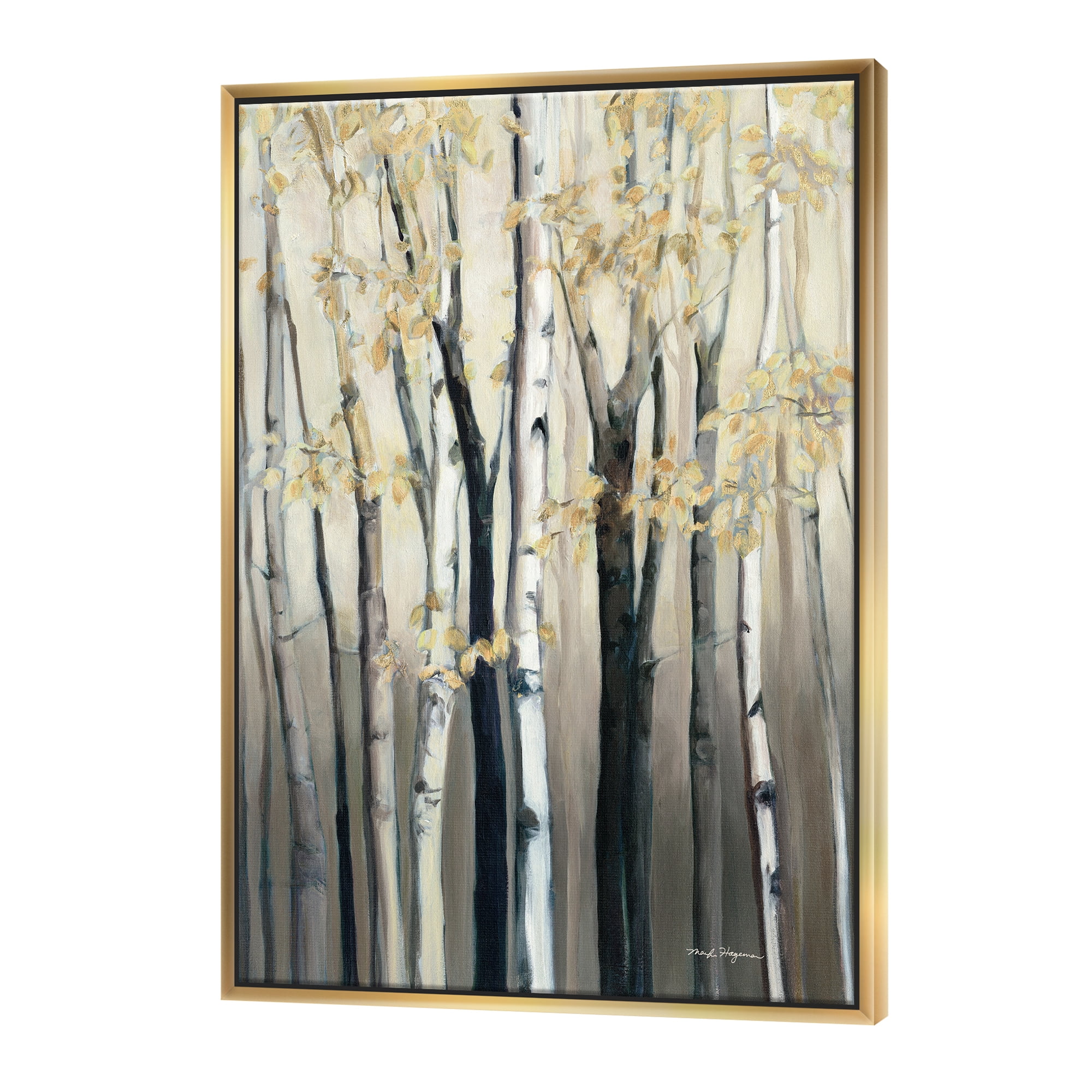Designart ' Golden Birch Forest III ' Farmhouse Framed Canvas