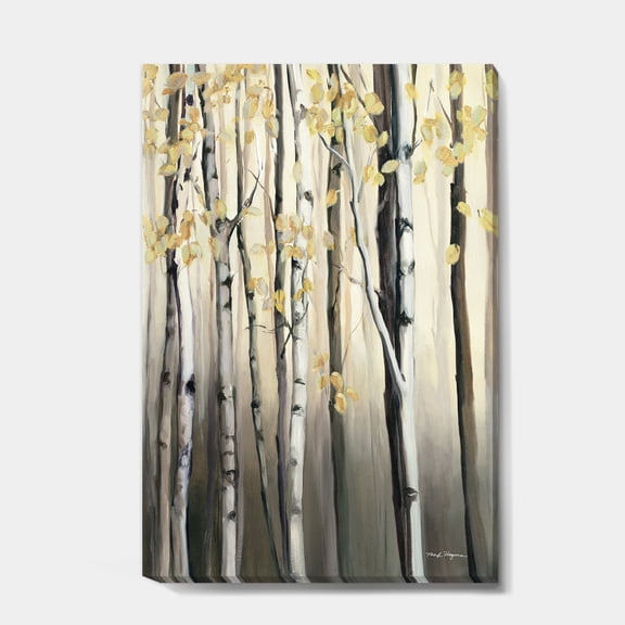 Designart 'Golden Birch Forest IV' Cabin & Lodge Canvas Artwork