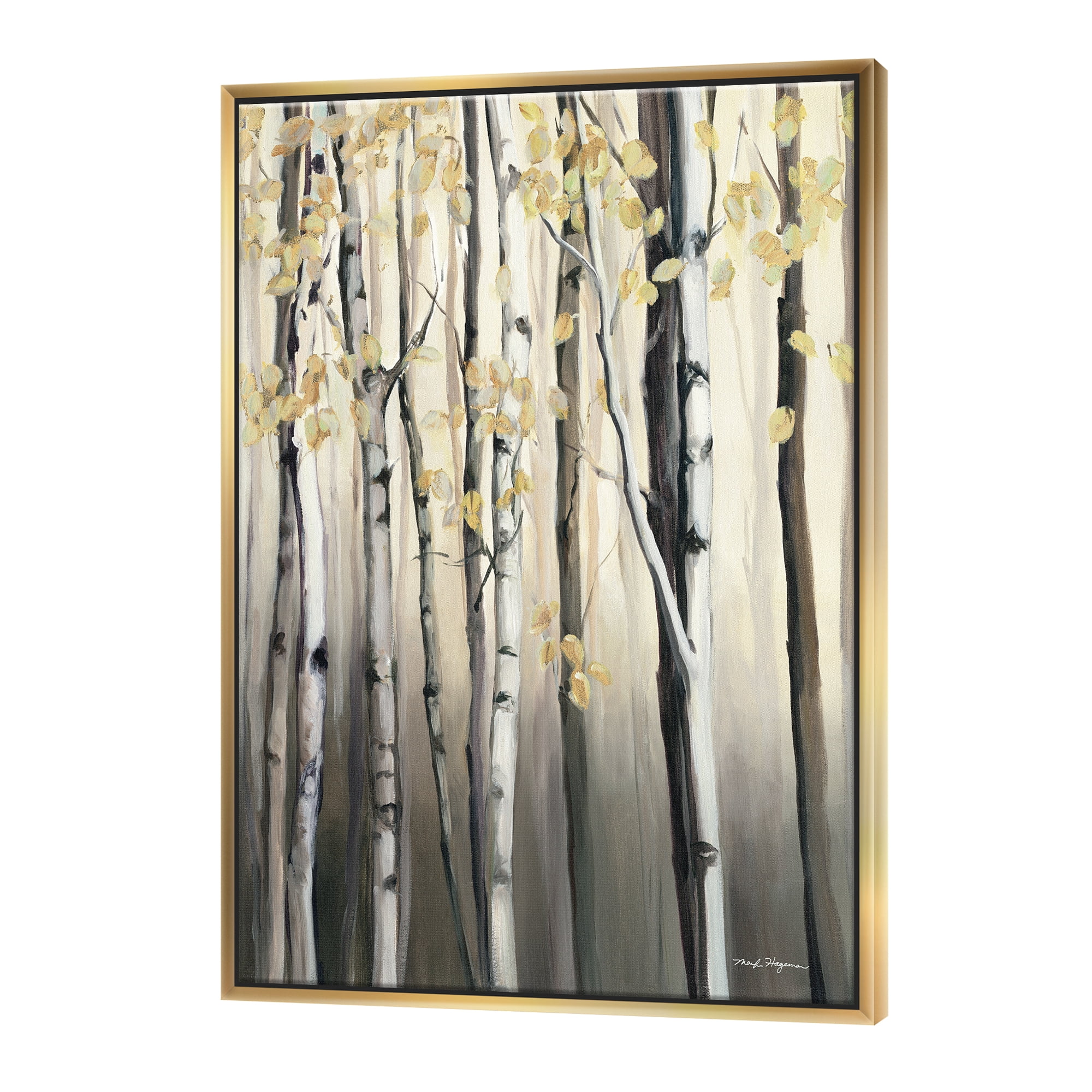 Designart ' Golden Birch Forest IV ' cabin & Lodge Framed Canvas
