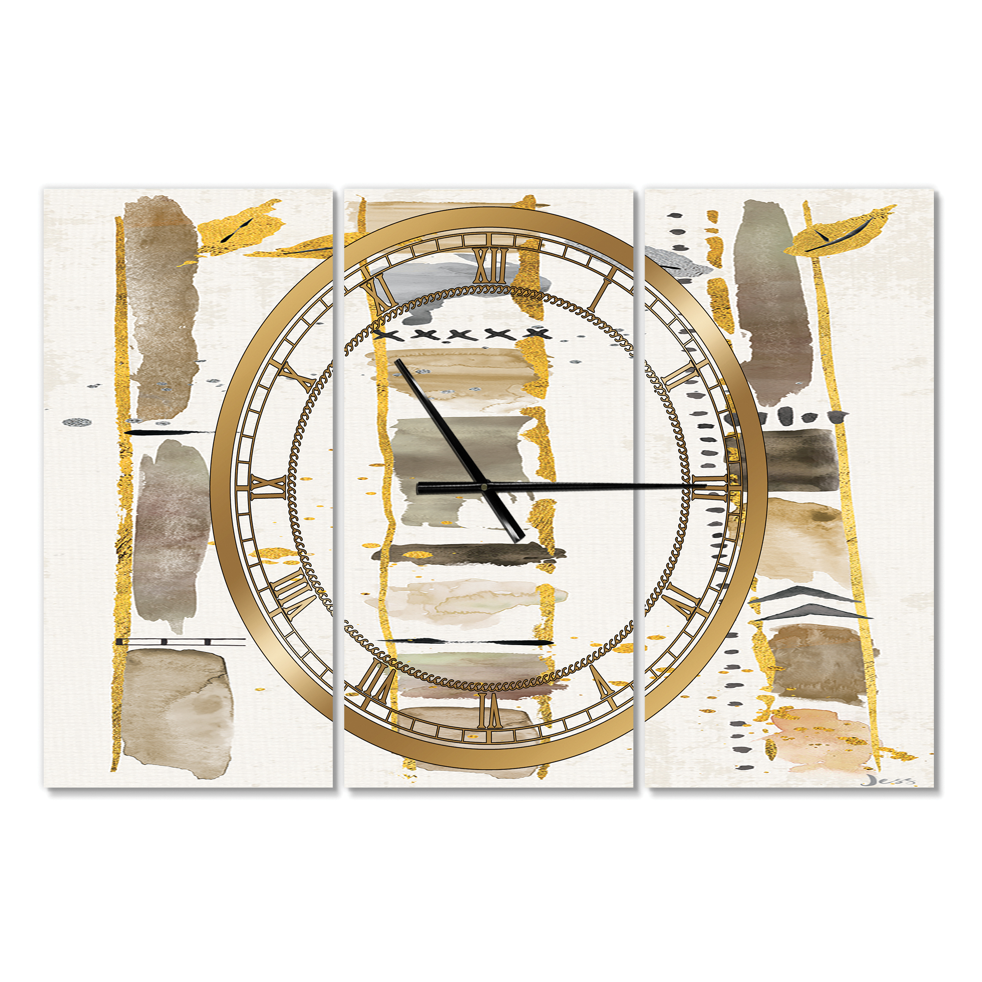 Designart 'Golden Birch Forest VI' Traditional wall clock