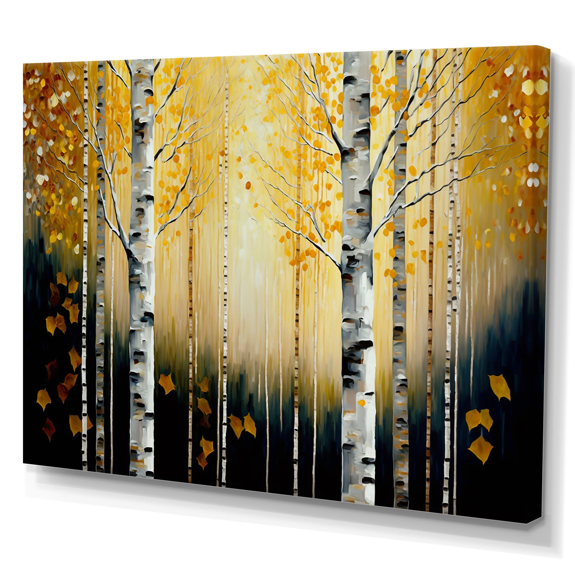 Designart Golden Birch Trees Forest I Canvas Wall Art