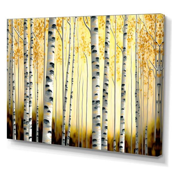 Designart Golden Birch Trees Forest II Canvas Wall Art