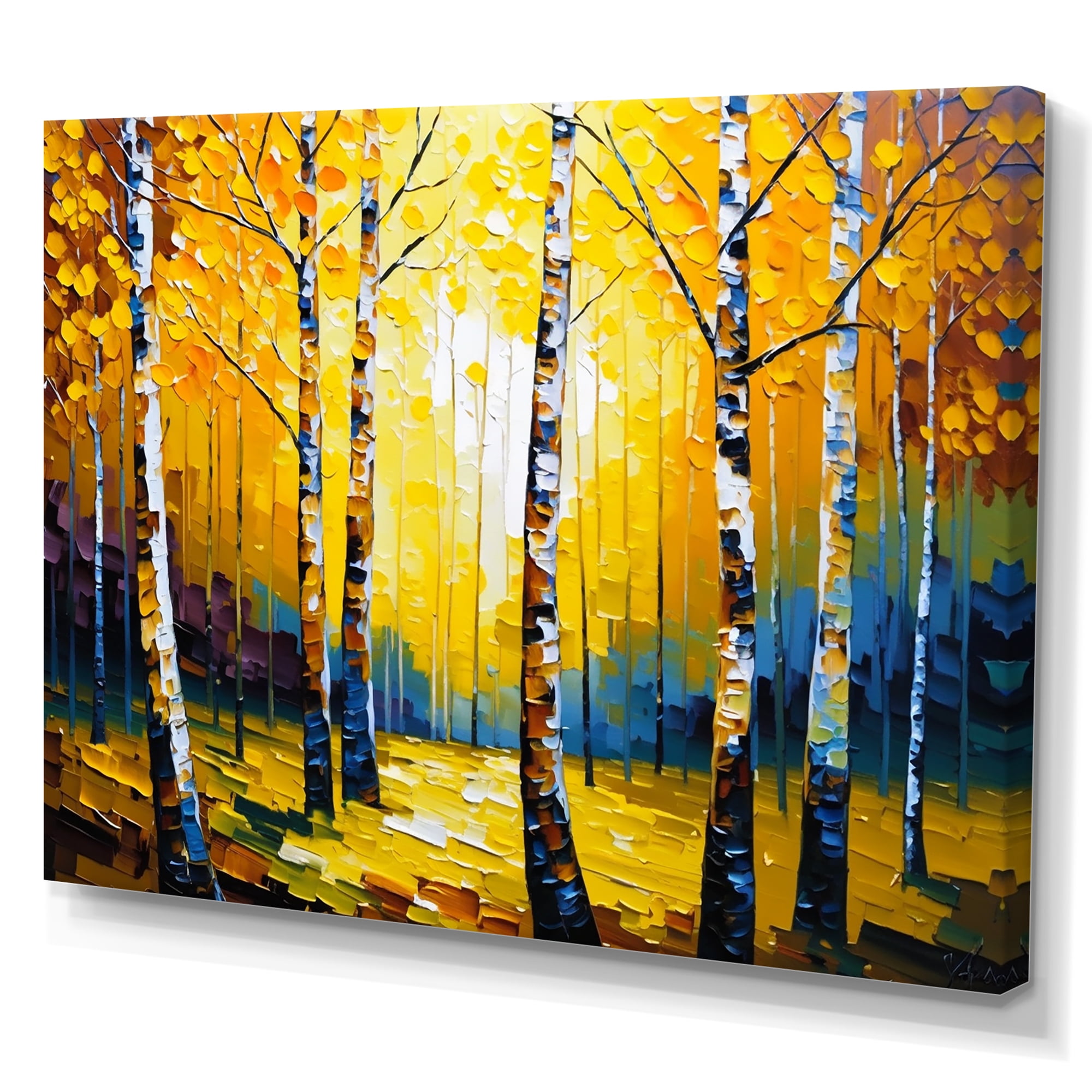 Designart Golden Birch Woods I Canvas Wall Art