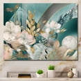 thumbnail image 1 of Designart "Golden Blue And Pink Smooth Floral Design III" Floral Canvas Art Print, 1 of 5