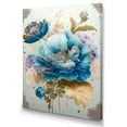 thumbnail image 1 of Designart Golden Blue Flower Arrangement I Canvas Wall Art, 1 of 5