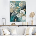 thumbnail image 1 of Designart "Golden Blue Marble Flowers II" Floral Wall Art Print, 1 of 5