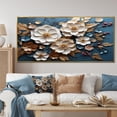 thumbnail image 1 of Designart "Golden Branches Blue and White Orchid Tree V" Extra Large Floral Framed Wall Art - Modern Farmhouse Gold Abstract Floral Hallway Framed Wall Art Decor, 1 of 7