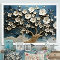 Designart "Golden Branches Blue and White Orchid Tree II" Landscapes