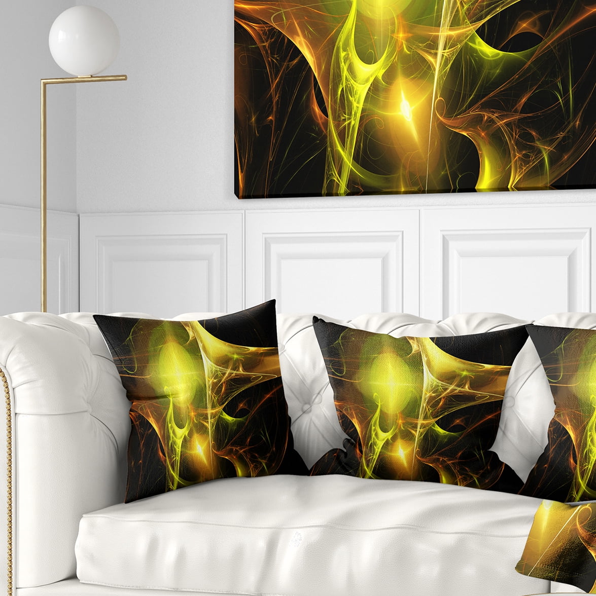 Designart Golden Bright Candle - Abstract Throw Pillow - 16x16