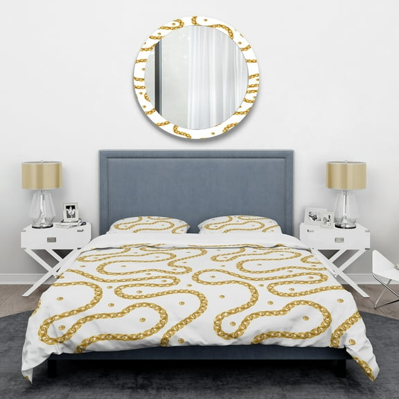Designart 'Golden Chain Necklace' Mid-Century Modern Duvet Cover Set