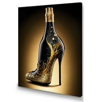Designart Golden Champagne High Heel I Canvas Wall Art