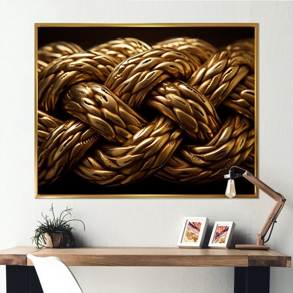Designart "Golden Charm Of Abstract Challah In Judaism I" Judaism Floater Framed Canvas Art Print