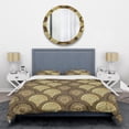 thumbnail image 1 of Designart 'Golden Circular Pattern I' Mid-Century Modern Duvet Cover Set, 1 of 4