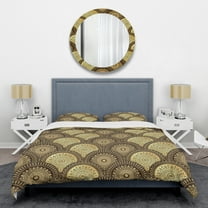 Designart 'Golden Circular Pattern I' Mid-Century Modern Duvet Cover Set