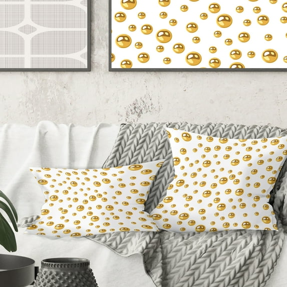 Designart Golden Circular Pattern II' Mid-Century Modern Throw Pillow - 16x16